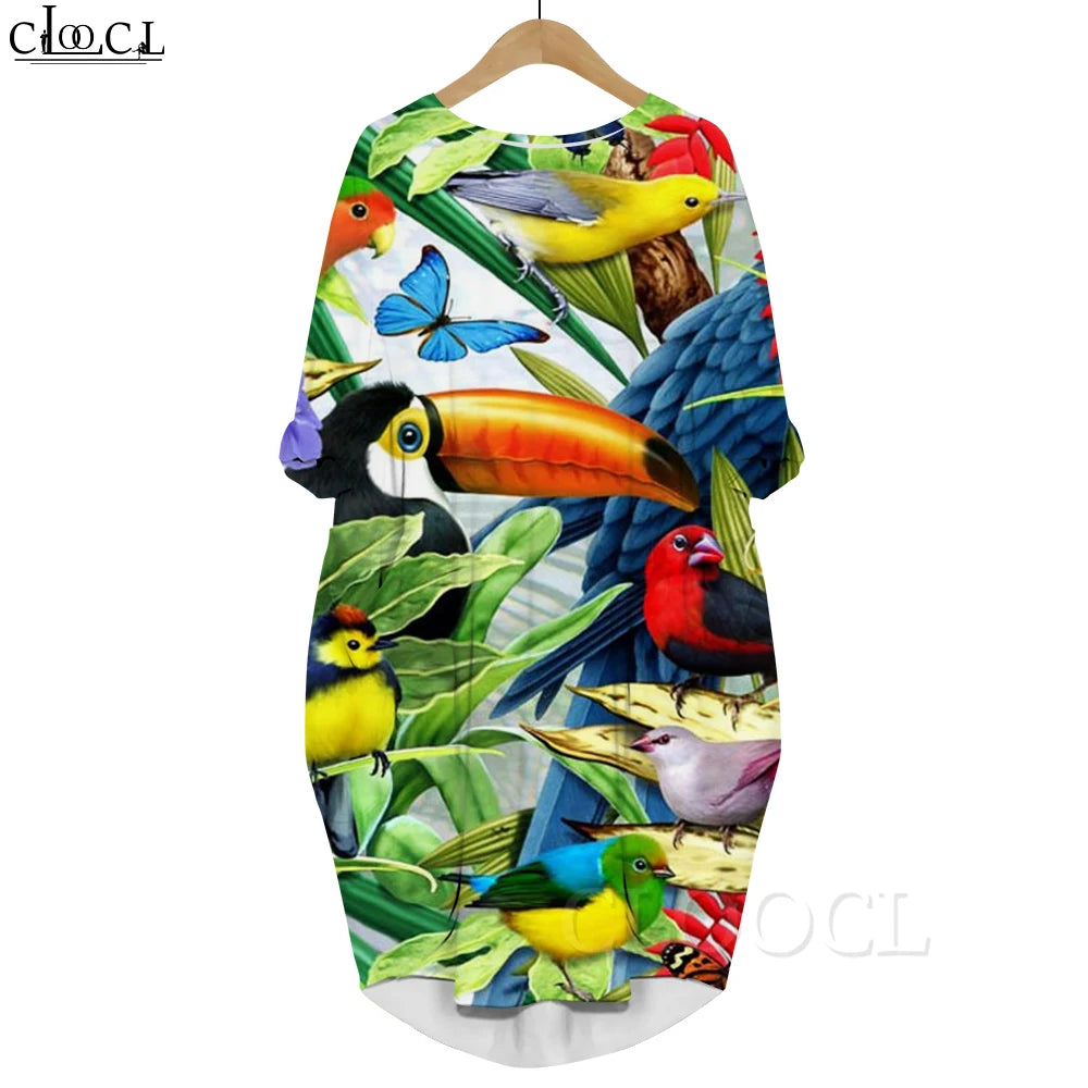 CLOOCL 2022 New Fashion Golden Lion Printed Dress Animal Long-sleeve Pockets Dress Party Dresses Female Clothes Harajuku Style