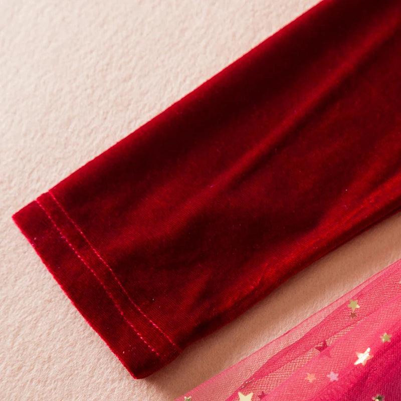 Sequin Girls Princess Party Dresses for 3-8 Yrs Kids Birthday Wedding Evening Prom Gown Spring Fall Long Sleeve Children's Dress