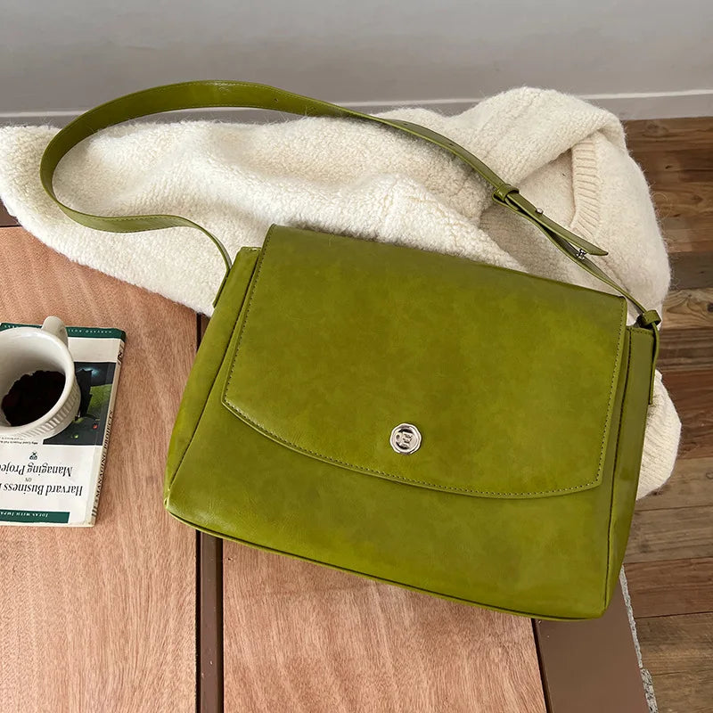 CGCBAG Vintage Large Volume Messenger Bag Women Simple Solid Luxury Designer Female Tote Bag High Quality PU Leather Handbags