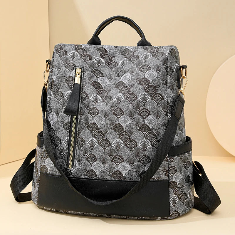 Anti Theft Design Women's Backpack Fashion PU Leather Backpack School Bags for Teenagers Girls Large Volume Leisure Travel Bag