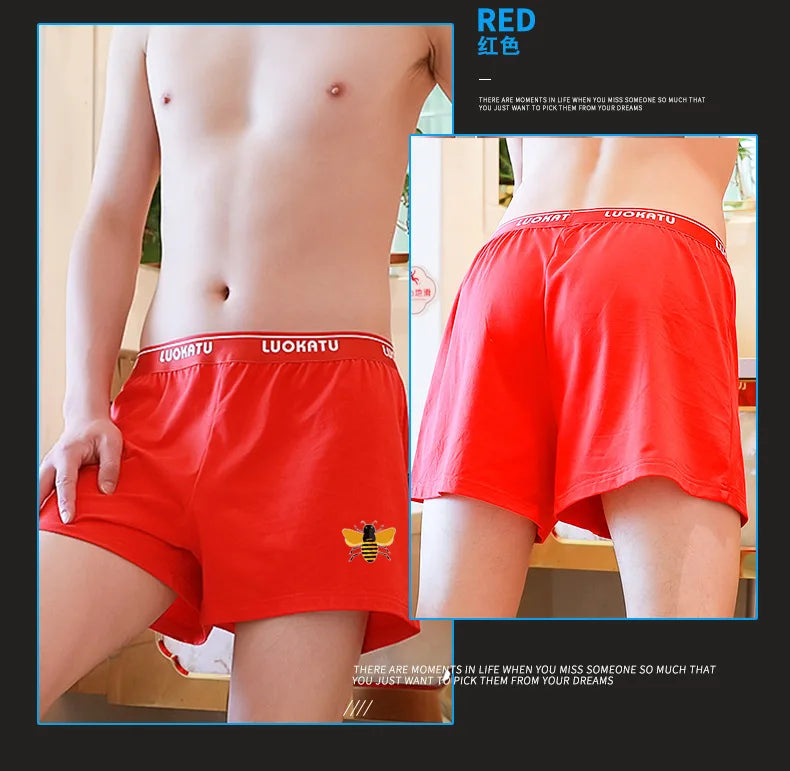 Youth Underwear Cotton Casual Breathable Comfortable Boxer Shorts for Men's Loose Fitting Oversized Aro Pants Boy Home Sleepwear