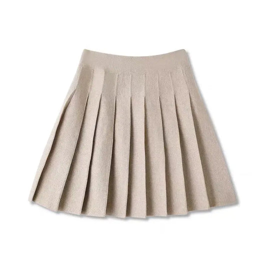 Autumn And Winter New Golf Women's Outdoor Sports Skirt Elastic Waist A-line Short Skirt Fashion Versatile Knitted Folded Skirt