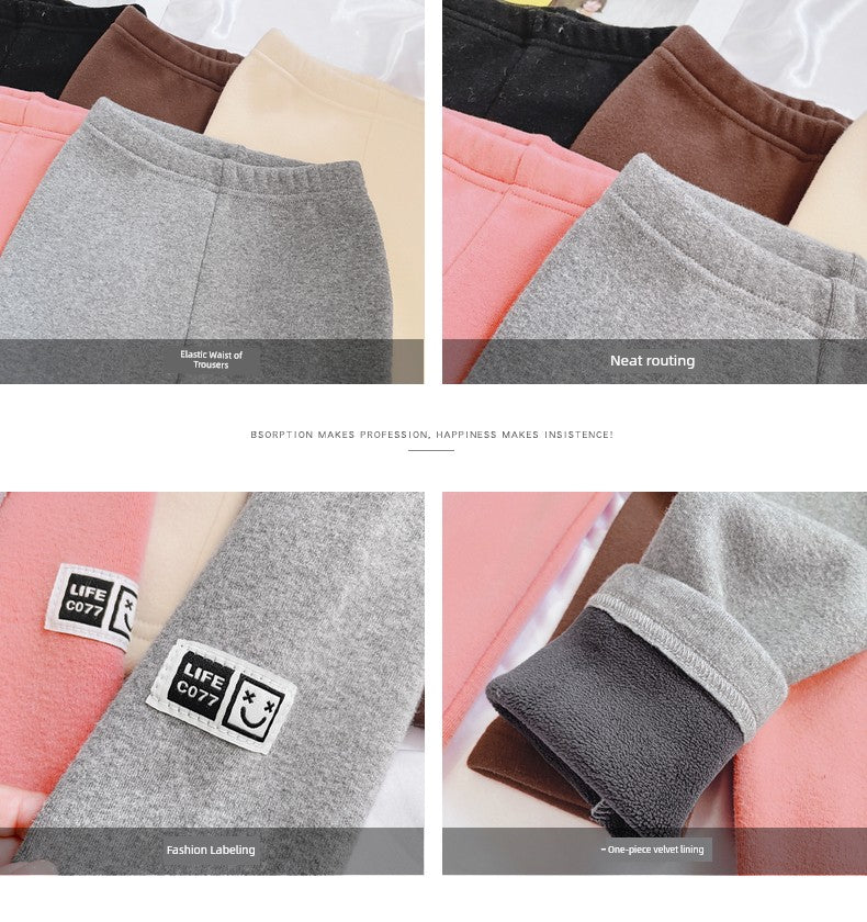 Outwear Western Style Little Girl Heattech Velvet Padded Leggings Pants