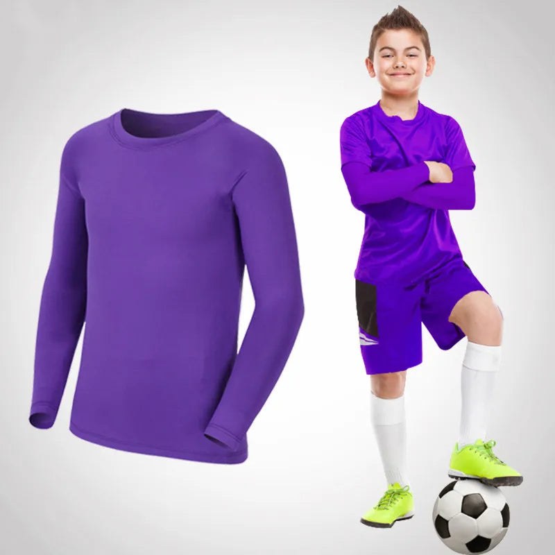 Kids Children Boy Girl Running Long T Shirt Fitness Sport Basketball Football Outdoor Hiking Jogging Riding Soccer Clothes J25