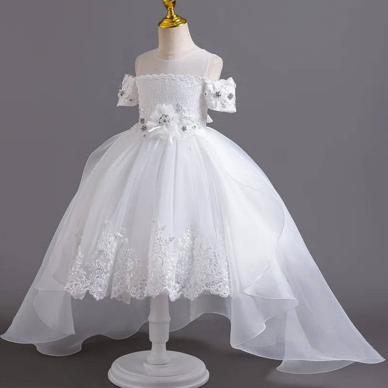 New High quality baby lace princess dress for girl elegant birthday party trailing dress Baby girl's christmas clothes 3-12yrs