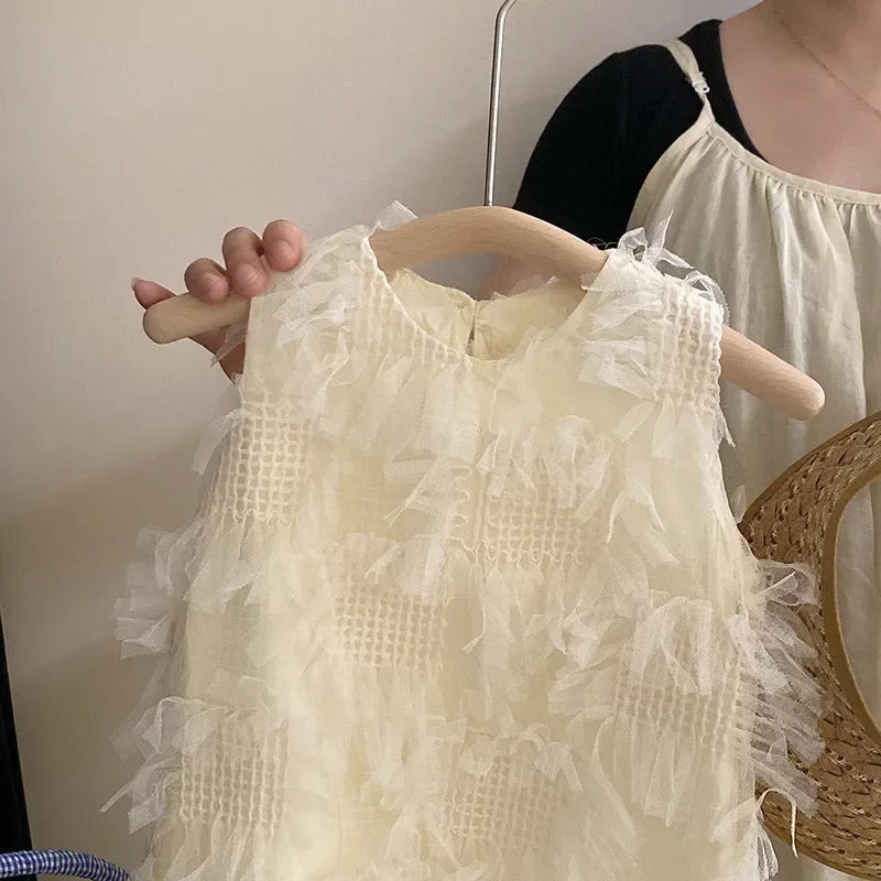 Summer Baby Girl Princess Cotton High-end Dress Sleeveless Infant Toddler Child Elegant Tulle Vestido Party Baby Clothes 18M-10Y