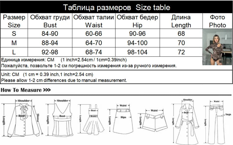 Ahagaga Sexy Leopard Printed Women's Bodysuits Fashion Sheath Turtleneck Hollow Out Tees Regular Long Sleeves Streetwear T Shirt