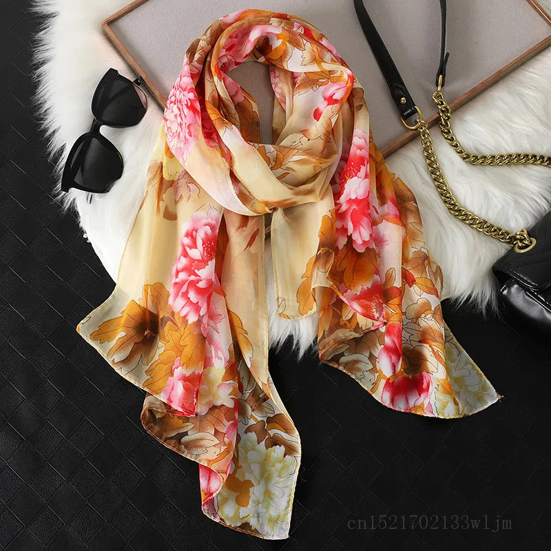 2024 Fashion Printed Leopard Chiffon Hijab Scarf Women Pareo Lady Bandanas Beach Towels Summer Muslim Veil Wrap Female Foulard