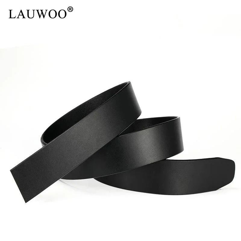 LAUWOO Brand Belt 100% Pure Cowhide Belt Strap No Buckle Genuine Leather Belts Automatic Buckle Belt For Men High Quality
