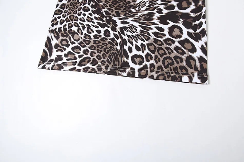 2024 Summer Women's Dress Set Elegant Sexy Backless Sleeveless Lace-up Top Slim Fit Long Skirt Leopard Print Suit Holiday Beach