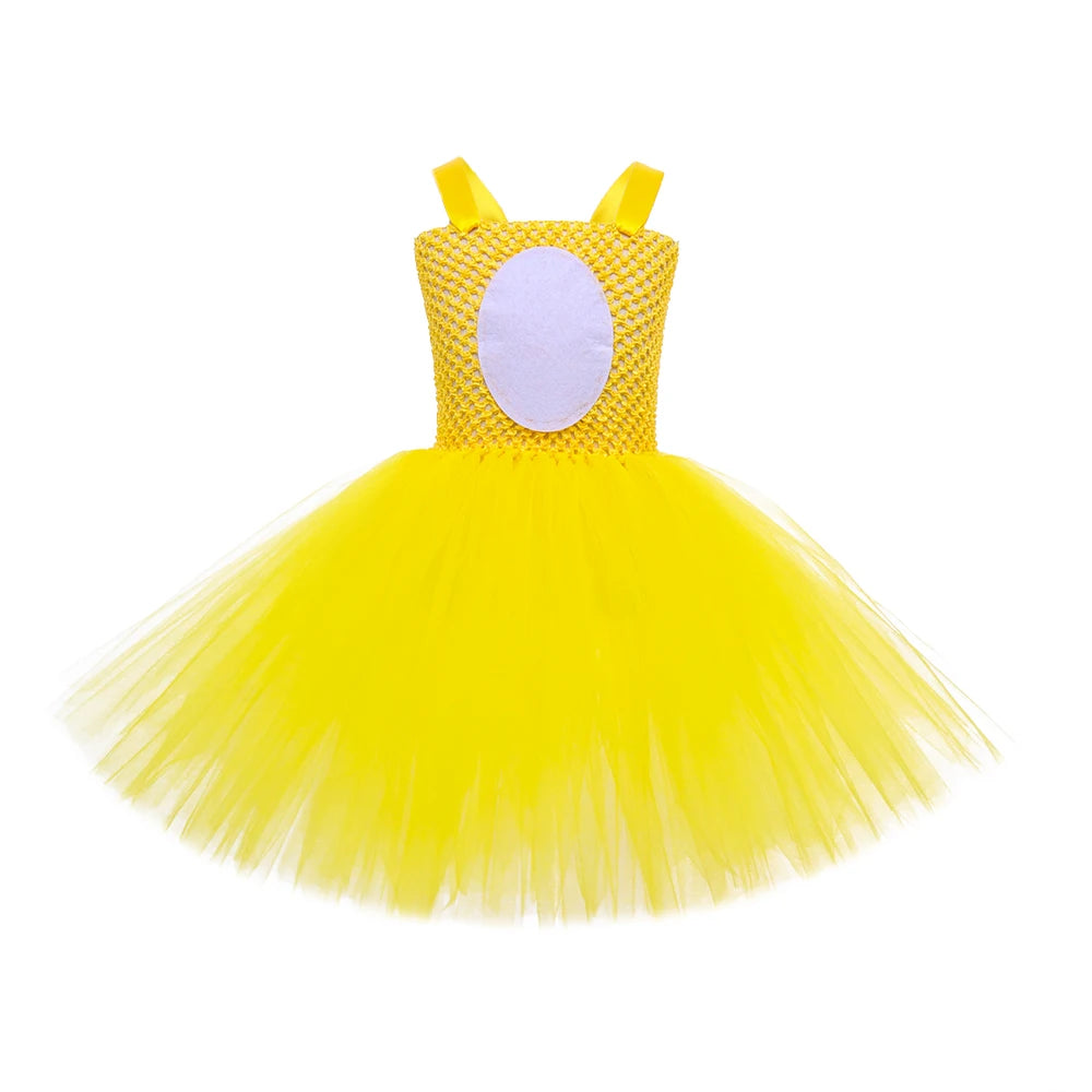 Yellow Duck Baby Girls Dress Up Costume Cute Animal Kids Easter Party Dresses Girl Princess Tulle Dress Summer Spring Clothes