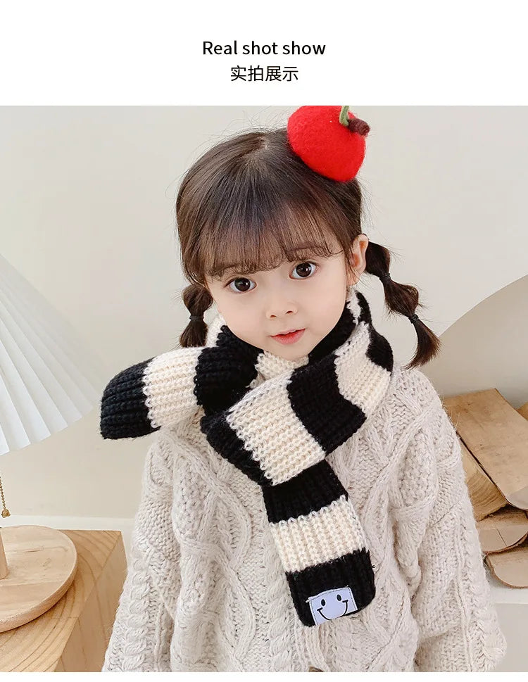 Baby Girls Boys Scarf Kids Korean Style Scarves Letter Printed Accessories Children's Knitted Bib Cotton Versatile Warm Clothing