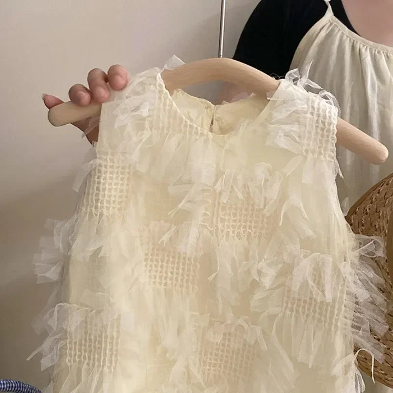 Summer Baby Girl Princess Cotton High-end Dress Sleeveless Infant Toddler Child Elegant Tulle Vestido Party Baby Clothes 18M-10Y