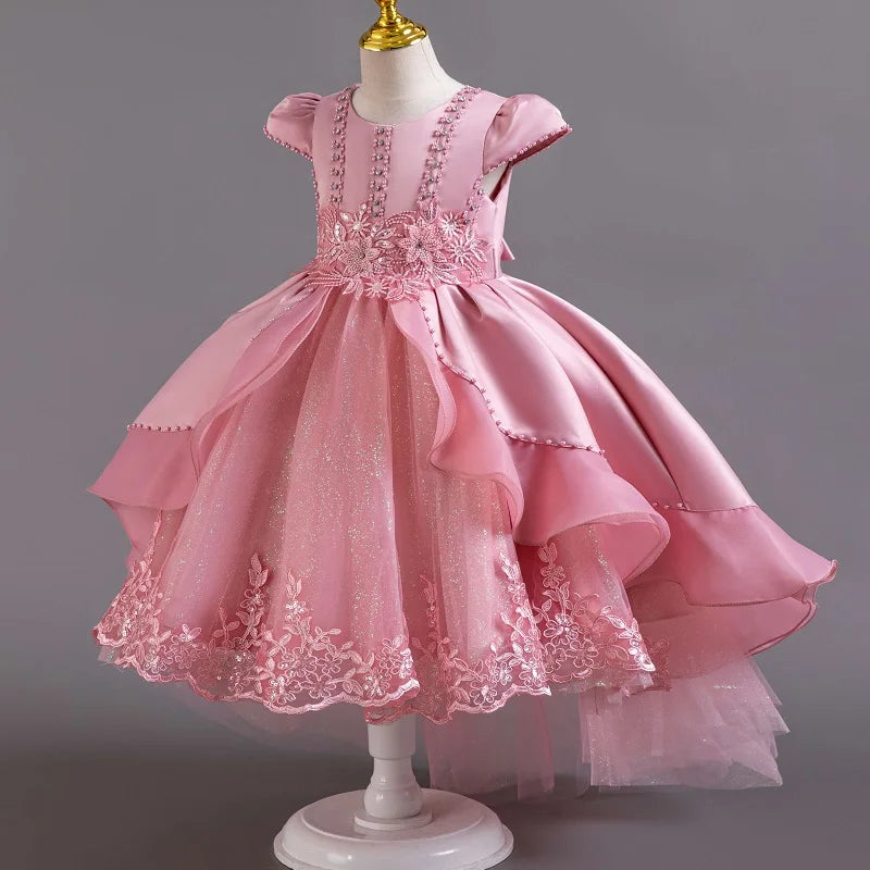 New High quality baby lace princess dress for girl elegant birthday party trailing dress Baby girl's christmas clothes 3-12yrs