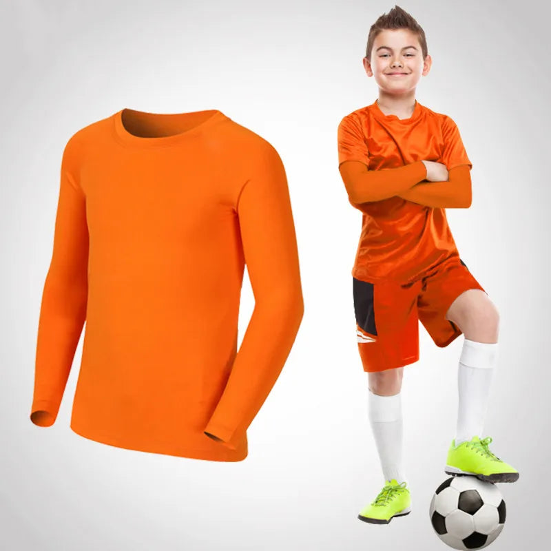 Kids Children Boy Girl Running Long T Shirt Fitness Sport Basketball Football Outdoor Hiking Jogging Riding Soccer Clothes J25