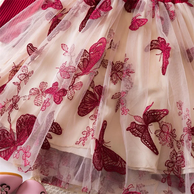 Sequin Girls Princess Party Dresses for 3-8 Yrs Kids Birthday Wedding Evening Prom Gown Spring Fall Long Sleeve Children's Dress