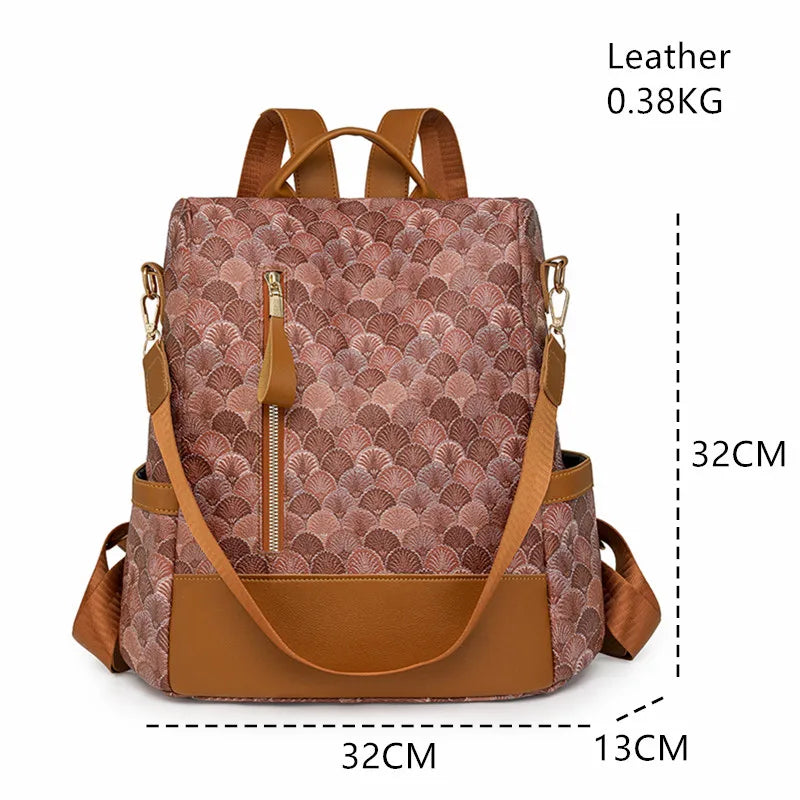 Anti Theft Design Women's Backpack Fashion PU Leather Backpack School Bags for Teenagers Girls Large Volume Leisure Travel Bag