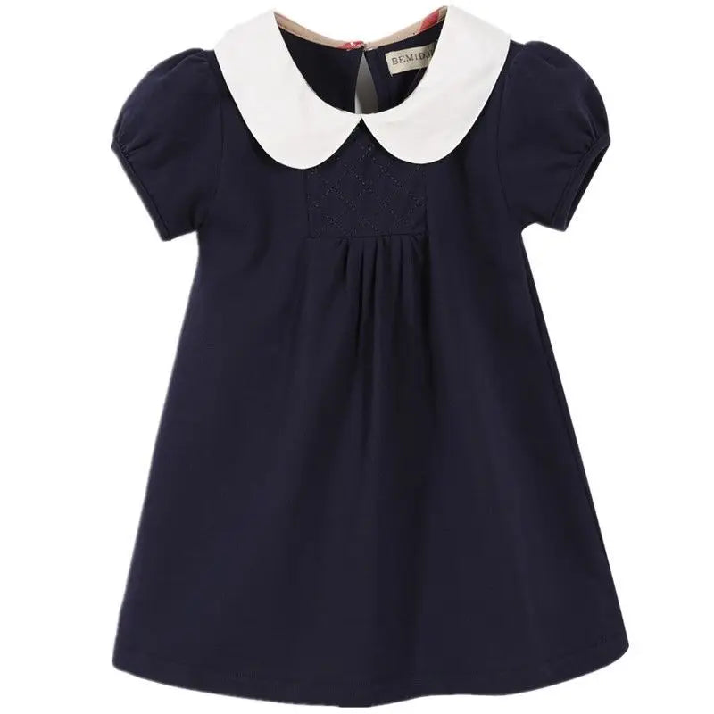High-End Girls Dress Mori Style Elegant College Style Princess Dress Summer Maillard Girl Short Sleeve Skirt Western Style