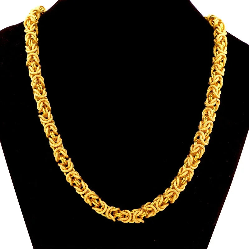 Plated 100% Real Gold 999 24k Necklace Rope 18K Length 60cm for Men's Neck Chain Wedding Engagement Fine Jewelry