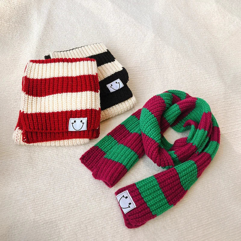 Baby Girls Boys Scarf Kids Korean Style Scarves Letter Printed Accessories Children's Knitted Bib Cotton Versatile Warm Clothing