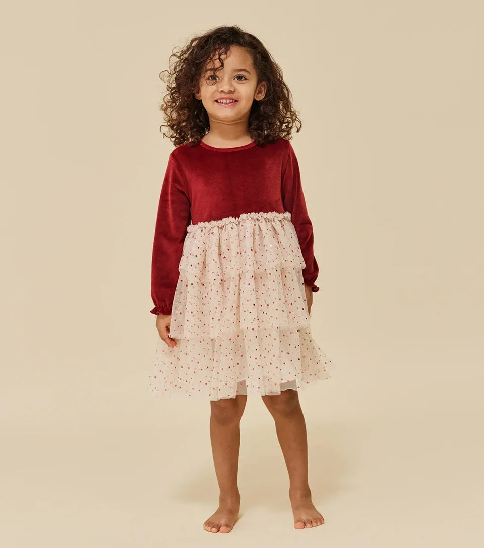 KS AW Children's Clothing Toddler Girls Velvet Patchwork Mesh Dresses Newborn Baby Christmas Rompers Lace Jumpsuit Climbing Suit