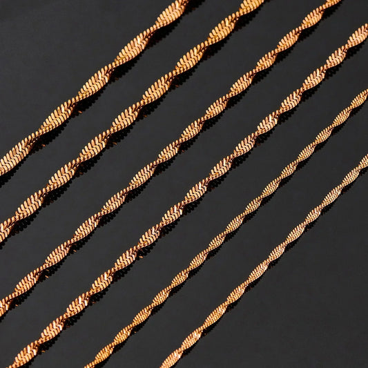 Rose Gold Color 1.5mm/2mm/2.5mm Twisted Snake Necklace Stainless Steel Chain Waterproof DIY Jewery