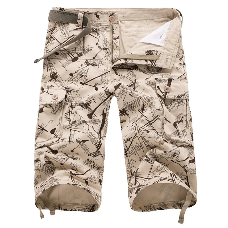 Camouflage Men Short Pants Cotton Cargo Shorts for Men Summer Casual Breeches Multi-Pocket Military Style Cargo Short Pants
