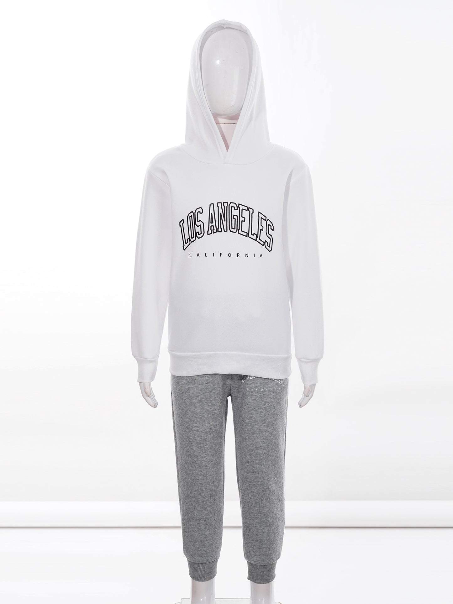 Kids Boys Girls Letter Printed Sport Suit Tracksuit Long Sleeve Hooded Pullover with Elastic Waistband Pants