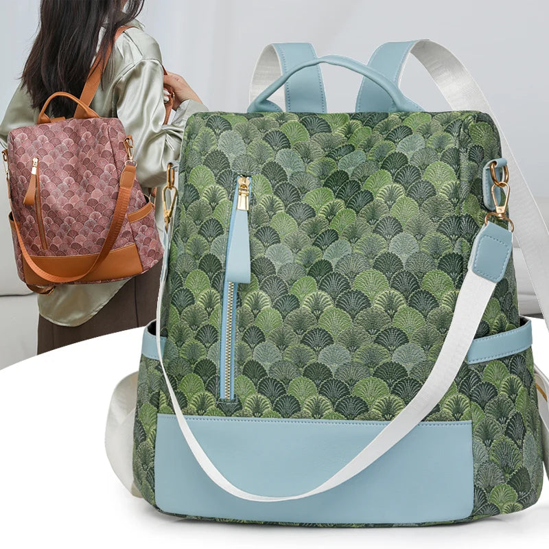 Anti Theft Design Women's Backpack Fashion PU Leather Backpack School Bags for Teenagers Girls Large Volume Leisure Travel Bag