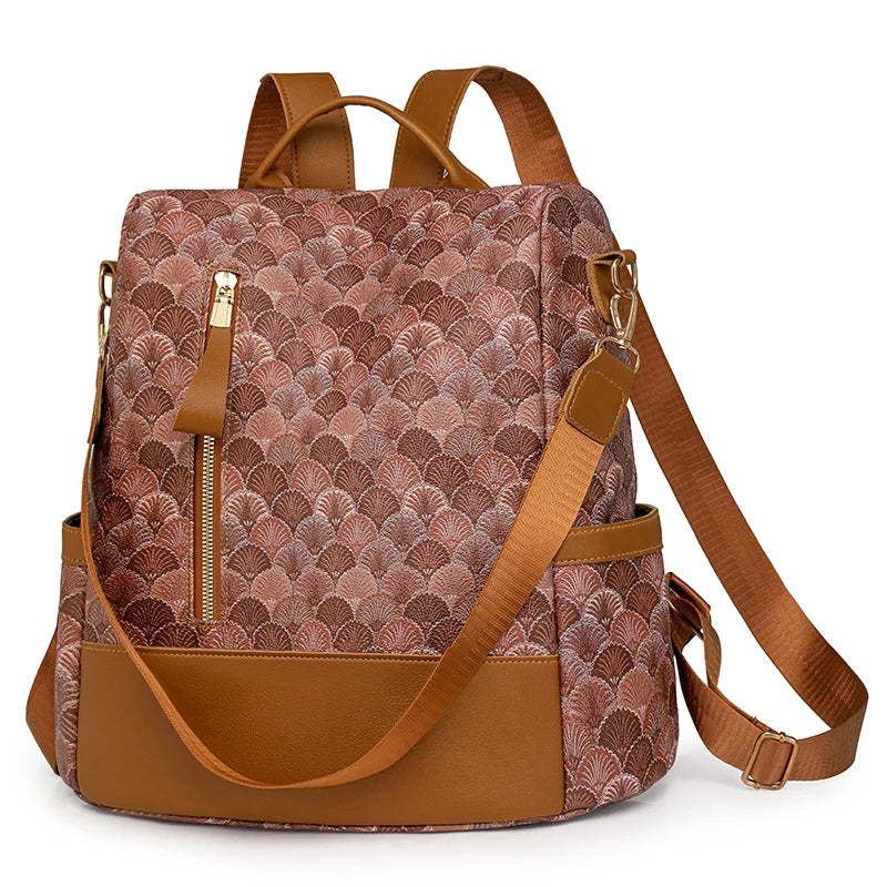 Anti Theft Design Women's Backpack Fashion PU Leather Backpack School Bags for Teenagers Girls Large Volume Leisure Travel Bag