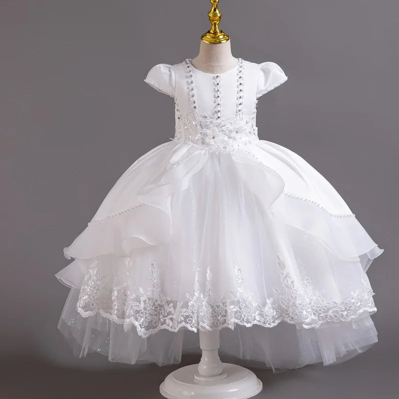 New High quality baby lace princess dress for girl elegant birthday party trailing dress Baby girl's christmas clothes 3-12yrs