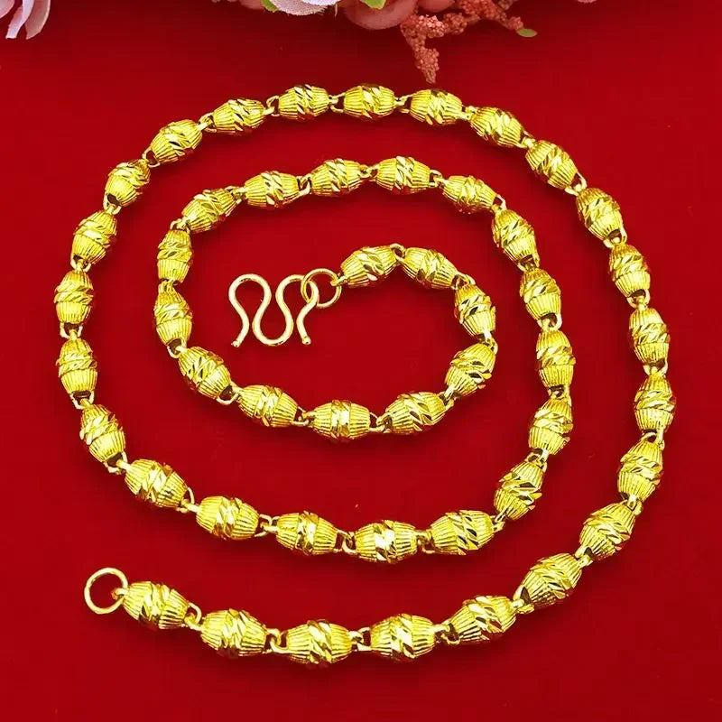 Plated 100% Pure 18K Gold Real Gold Necklace Gold Necklace Domineering Fashion Trendy 24K 999 Men's  Necklace Pendant Gifts