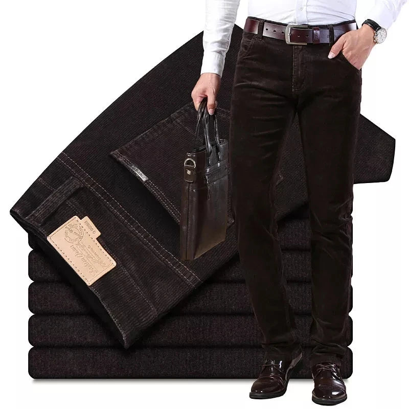 Autumn Winter Trouser Men`s Thick Warm Corduroy Pants Fleece Trousers Male Casual Business Style Long Jeans Men