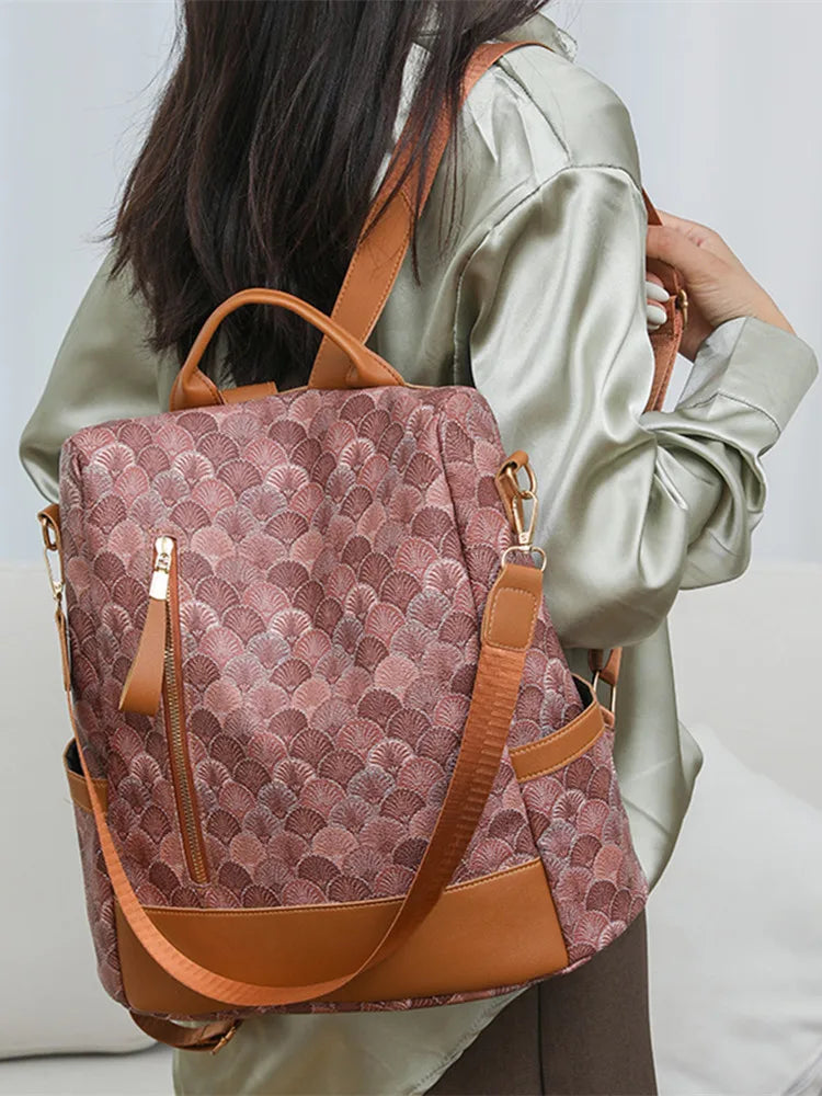 Anti Theft Design Women's Backpack Fashion PU Leather Backpack School Bags for Teenagers Girls Large Volume Leisure Travel Bag