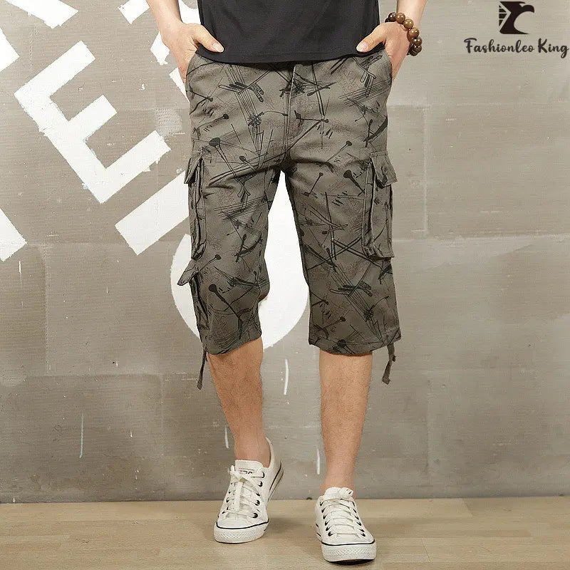 Camouflage Men Short Pants Cotton Cargo Shorts for Men Summer Casual Breeches Multi-Pocket Military Style Cargo Short Pants