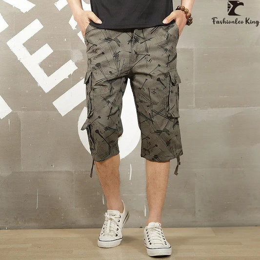 Camouflage Men Short Pants Cotton Cargo Shorts for Men Summer Casual Breeches Multi-Pocket Military Style Cargo Short Pants