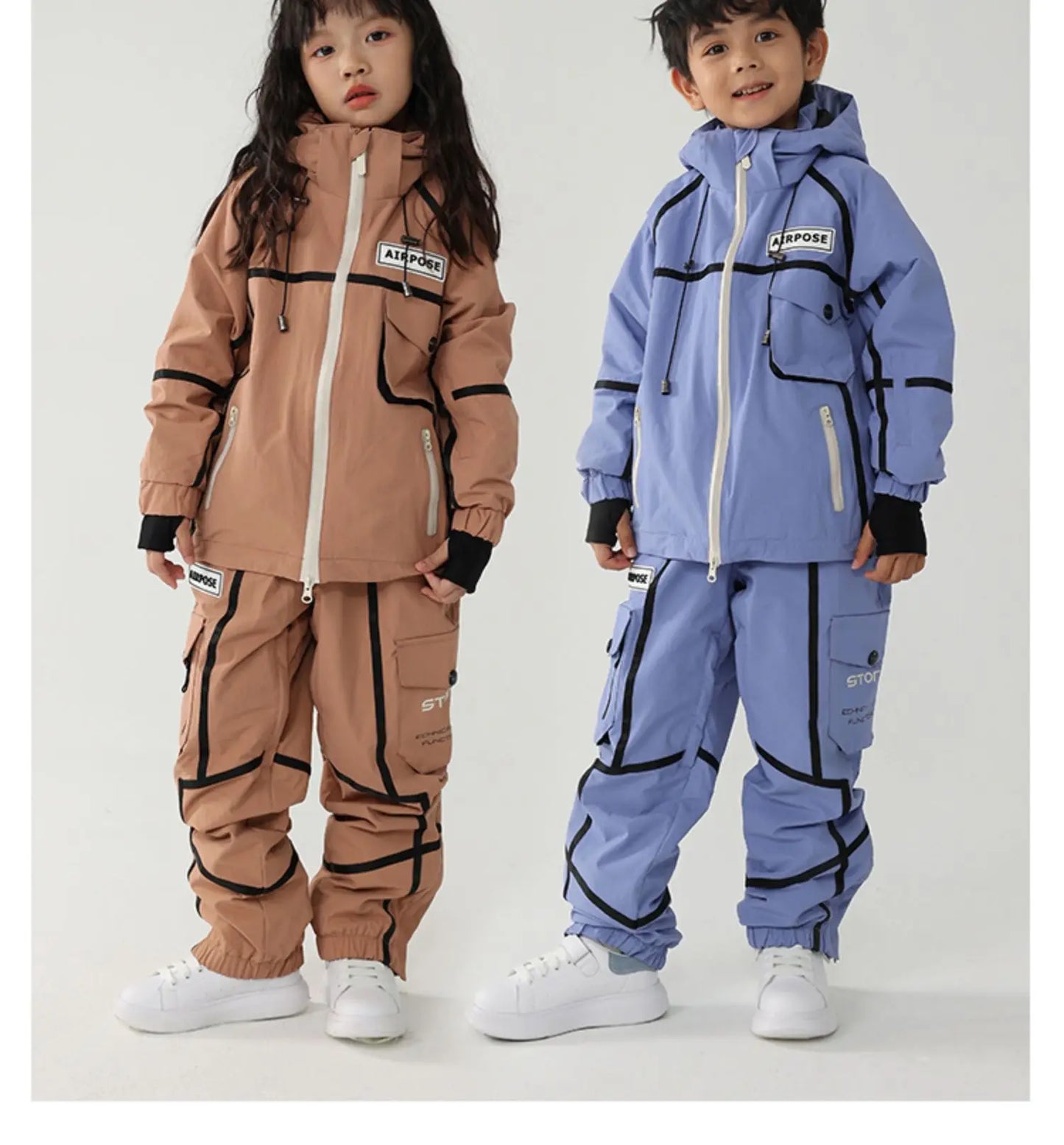 2024 New Children Ski Suit Girls Boys Winter Outdoor Windproof Snowboard Jacket Pants Warm Kids Waterproof Skiing Set