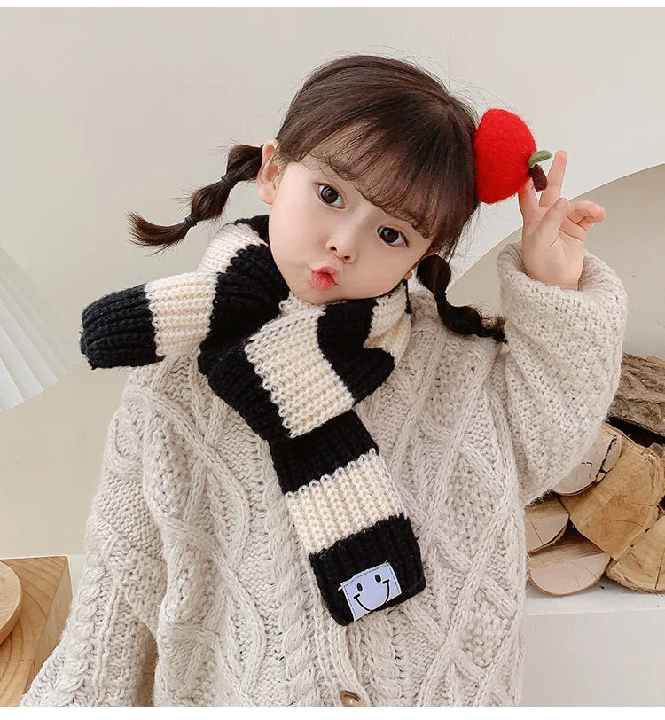 Baby Girls Boys Scarf Kids Korean Style Scarves Letter Printed Accessories Children's Knitted Bib Cotton Versatile Warm Clothing