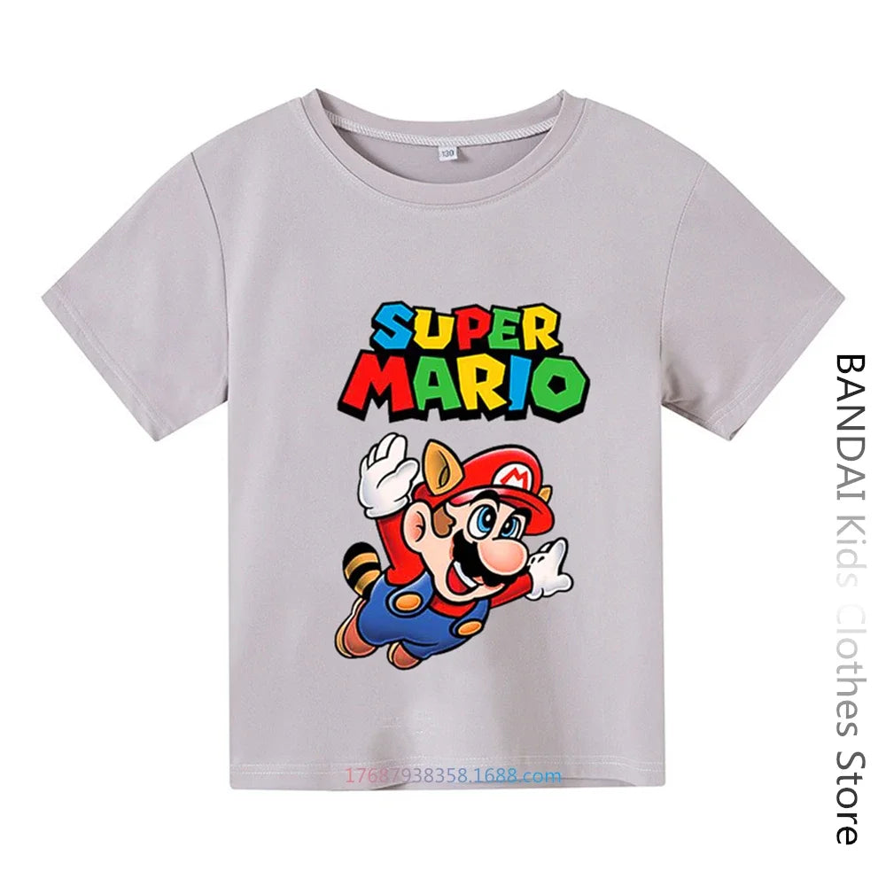 Super Mario Tshirt  Kids Fashion Baby Boy Clothes Mario Bros T-shirt Pikachu Cotton Children Tops Girls Clothing Casual Tees