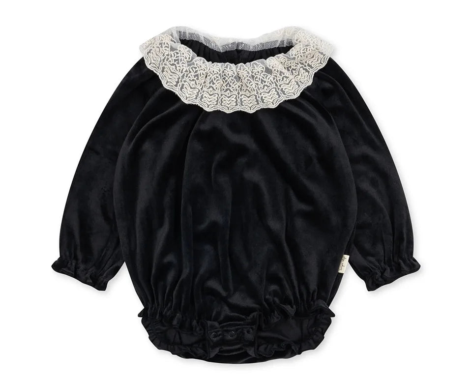 KS AW Children's Clothing Toddler Girls Velvet Patchwork Mesh Dresses Newborn Baby Christmas Rompers Lace Jumpsuit Climbing Suit