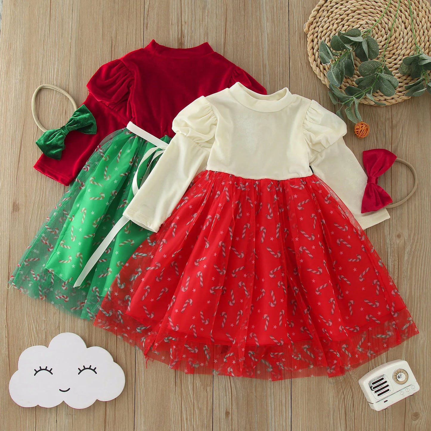 Ma&baby 6M-4Y Christmas Clothes Toddler Kid Baby Girl Dress Long Sleeve Tulle Tutu Party Dresses For Girl Xmas Princess Costumes