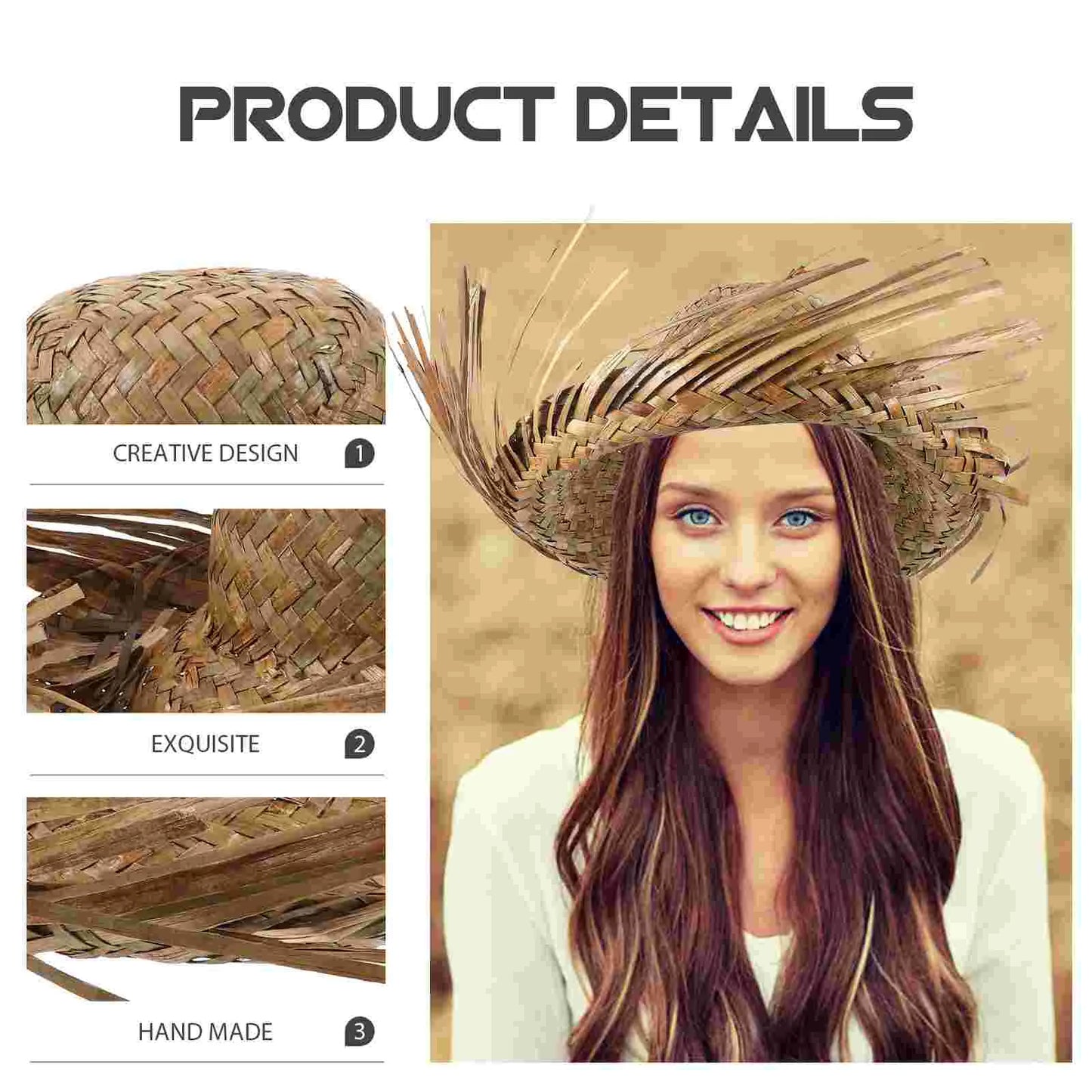 Straw Hat Woven Sun Shade Party Protection Caps Cowboy for Men Summer Style The Beach Hawaiian Hula