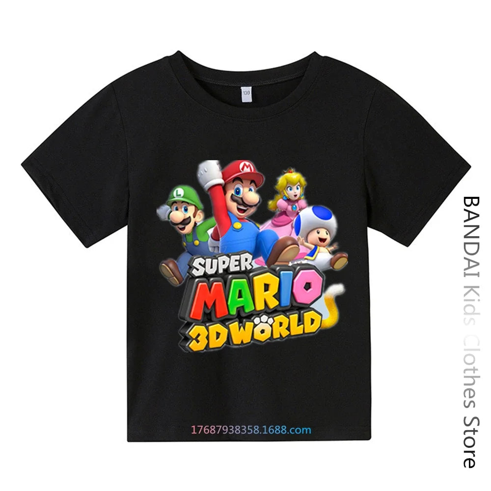 Super Mario Tshirt  Kids Fashion Baby Boy Clothes Mario Bros T-shirt Pikachu Cotton Children Tops Girls Clothing Casual Tees