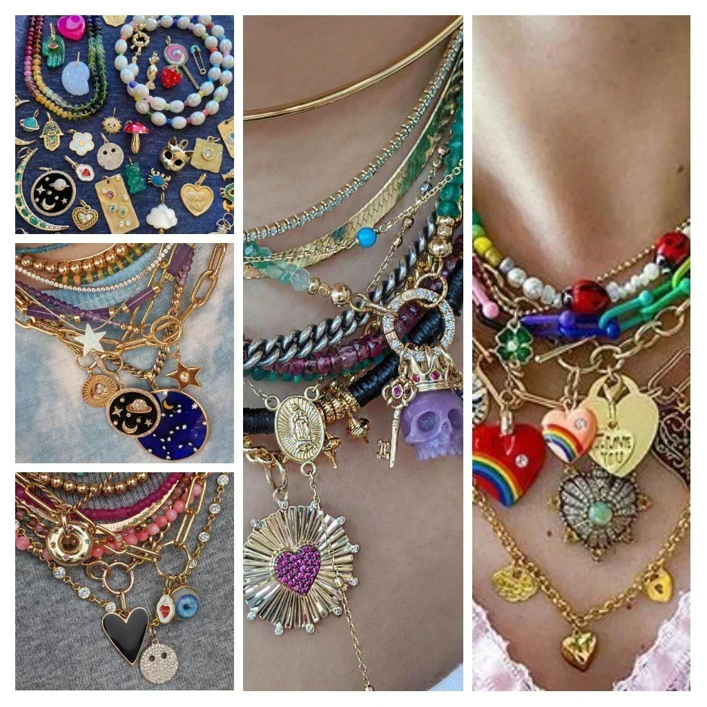 Bohemian Heart Chrams for Jewelry Making Supplies Gold Color Butterfly Charm Dijes Diy Dopamine Necklace Earring Bracelet Style