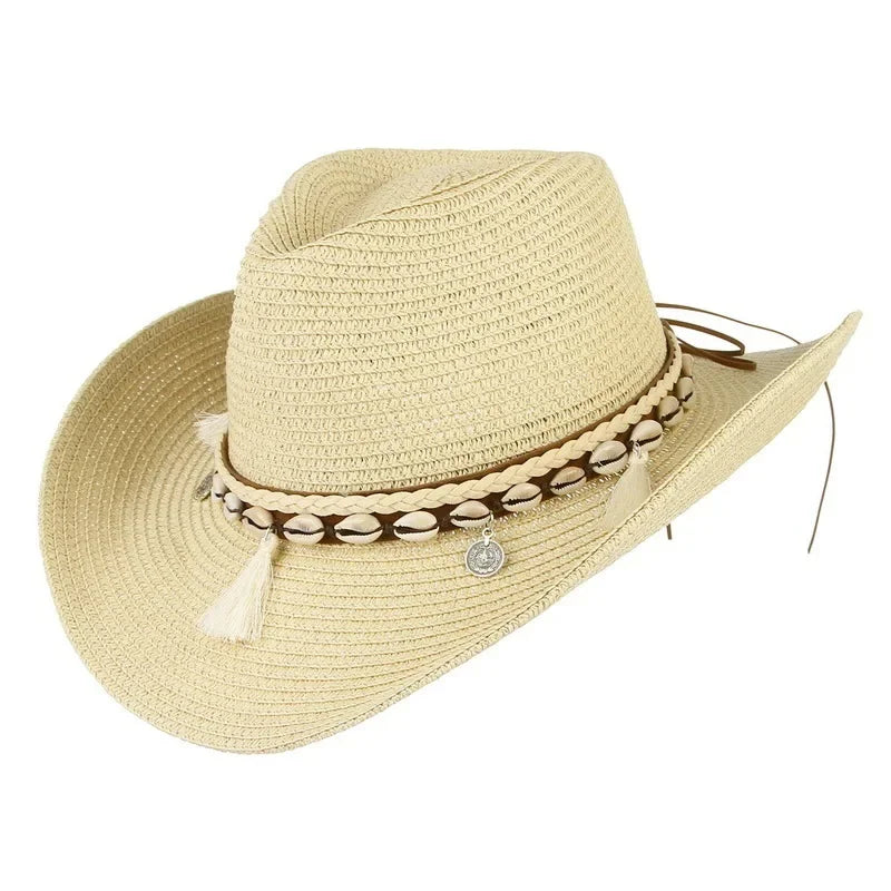 Fashion Summer Straw Hat Women Beach Lady Sun Caps Panama Hat Cowboy Straw Cap UV Protection Sonskerm Hoede Adjustable  Hat