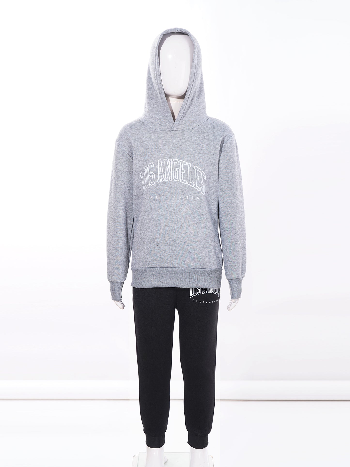 Kids Boys Girls Letter Printed Sport Suit Tracksuit Long Sleeve Hooded Pullover with Elastic Waistband Pants