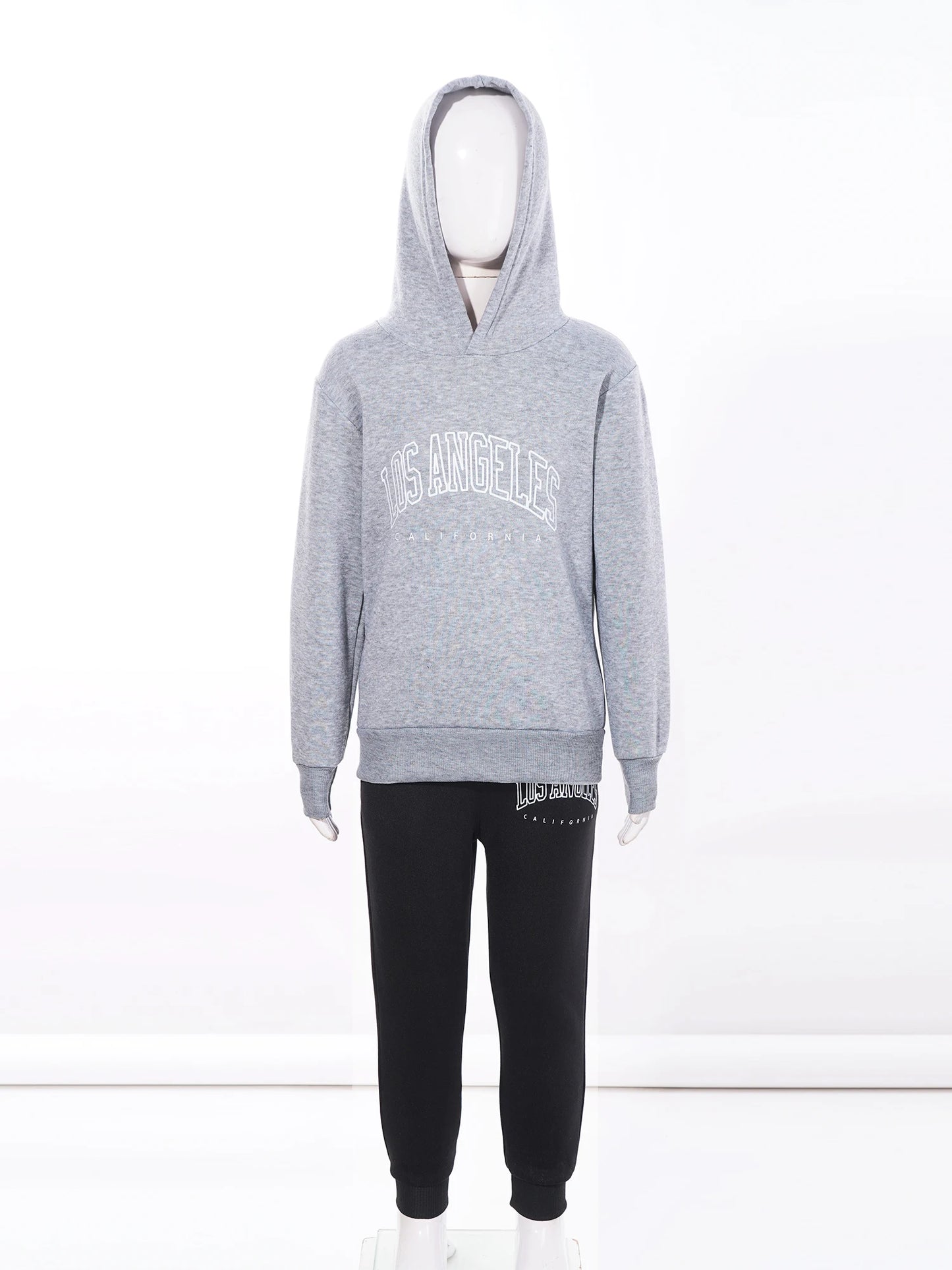 Kids Boys Girls Letter Printed Sport Suit Tracksuit Long Sleeve Hooded Pullover with Elastic Waistband Pants