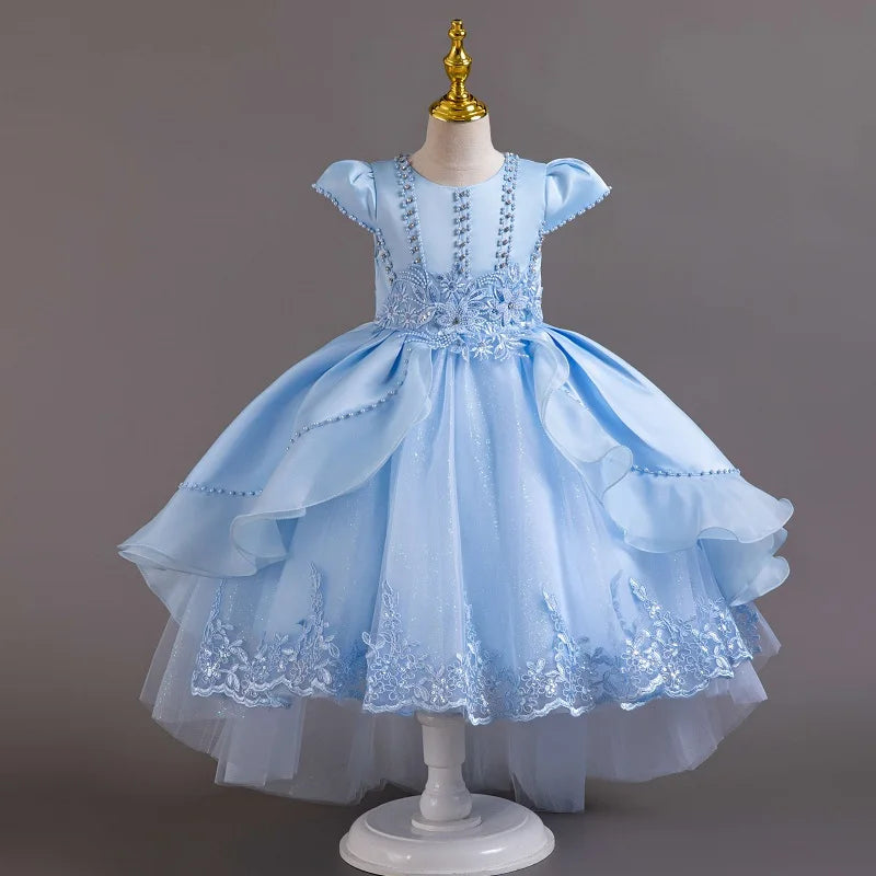 New High quality baby lace princess dress for girl elegant birthday party trailing dress Baby girl's christmas clothes 3-12yrs