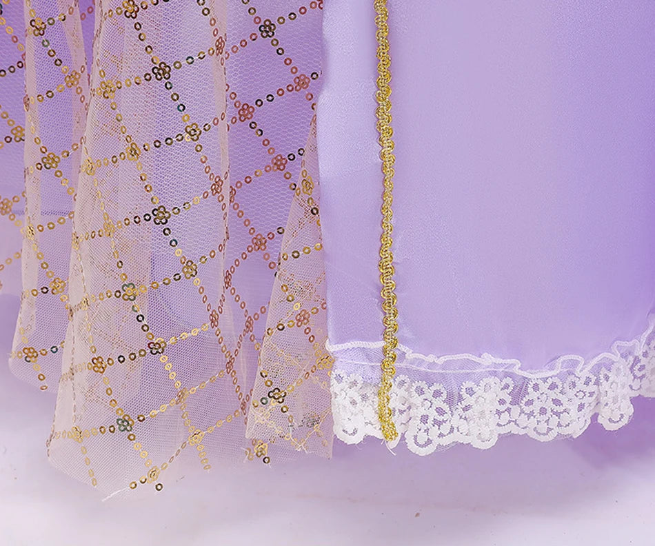 Kids Luxury Rapunzel Dress for Princess Girl Tangled Cosplay Costume Baby Halloween Dress Up Carnival Birthday Party Clothes