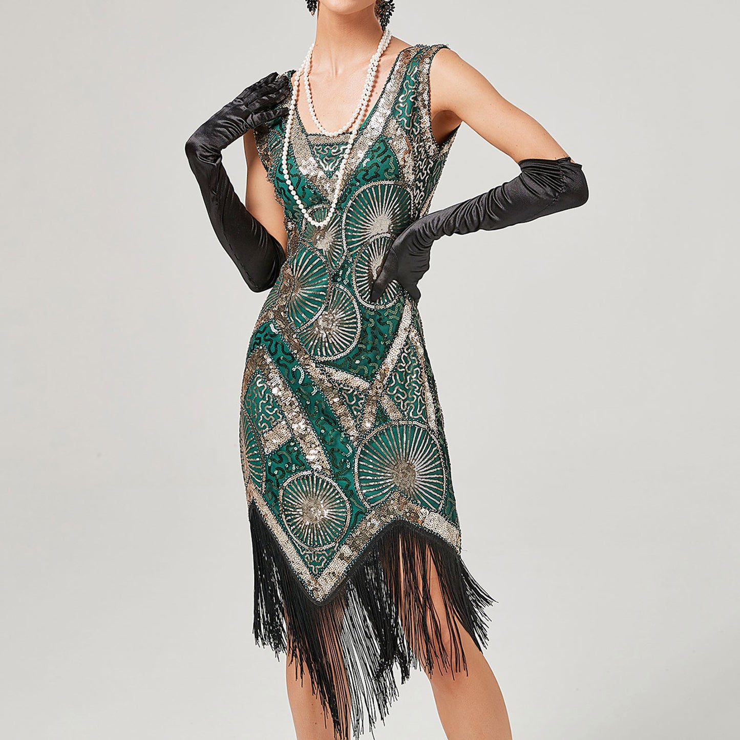 Vintage 1920s Flapper Great Gatsby Dress O-Neck Sleeve Sequin Fringe Party Midi Dress 2024 Summer Dress Vestidos